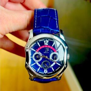 Royal Blue 100% Genuine Leather Strap BRIZO Vintage Watch